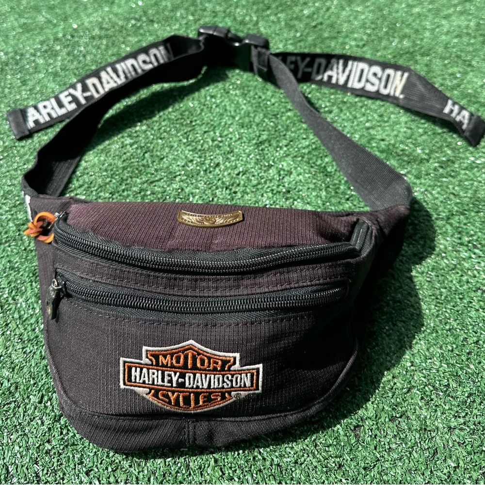 Vintage Y2K Harley Davidson Motorcycles Logo Strap Fanny Pack Waist Pack W/ Pin